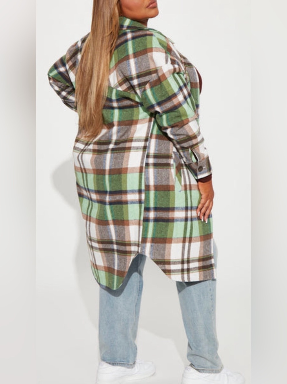 FASHION NOVA Get Lost  plaid long shacket long sleeve oversized NEW size 3X